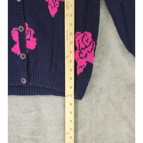 Cambridge Spirit Sweater Womens Small Blue Pink Rose Button Up Vintage Cardigan - Picture 5 of 10
